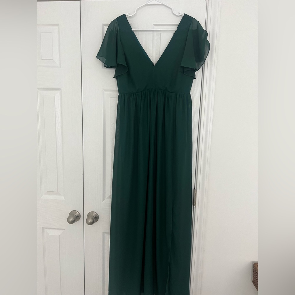 Birdy Grey Hannah Empire Dress Bridesmaid Formal Wedding Gown Emerald Green M